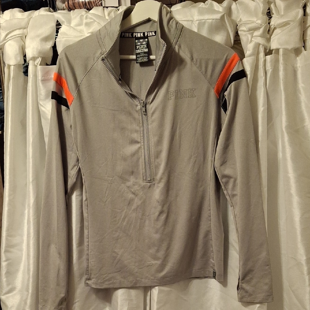 Pink Run Gray and Orange Quarter-Zip Pullover Jacket Med 💝💝💝💝